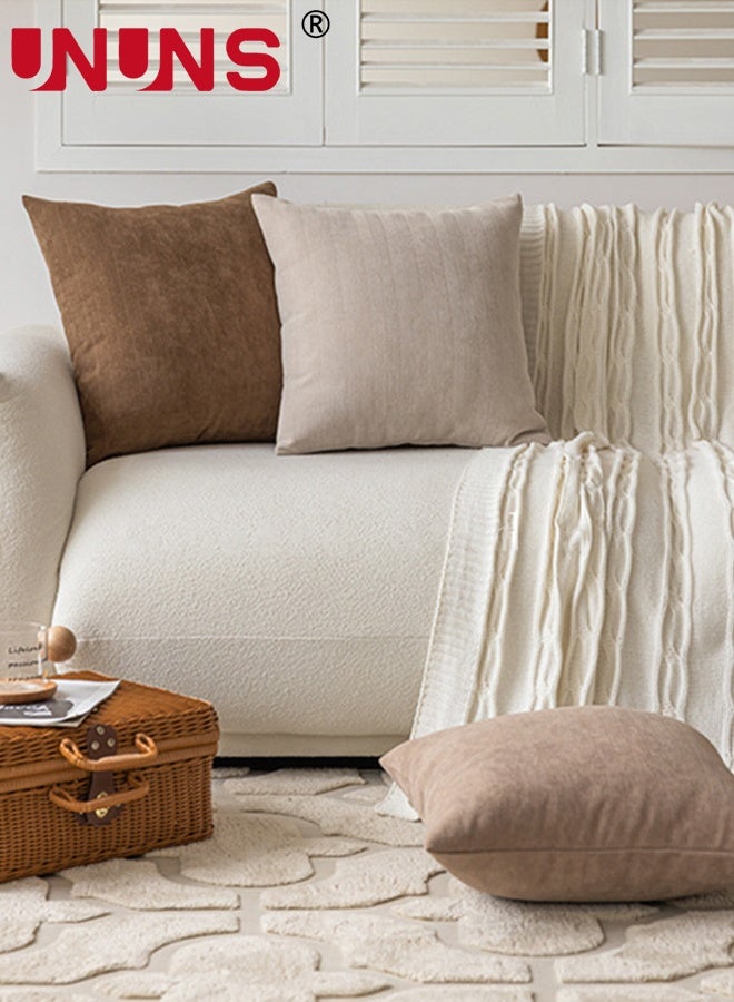 UNUNS Throw Pillow Covers,Pack of 3 Couch Throw Pillow Covers Neutral Chenille Soft Decorative Pillow Covers Boho Cushion Covers for Home Decor Sofa Bedroom Living Room（45*45cm） - Image 5